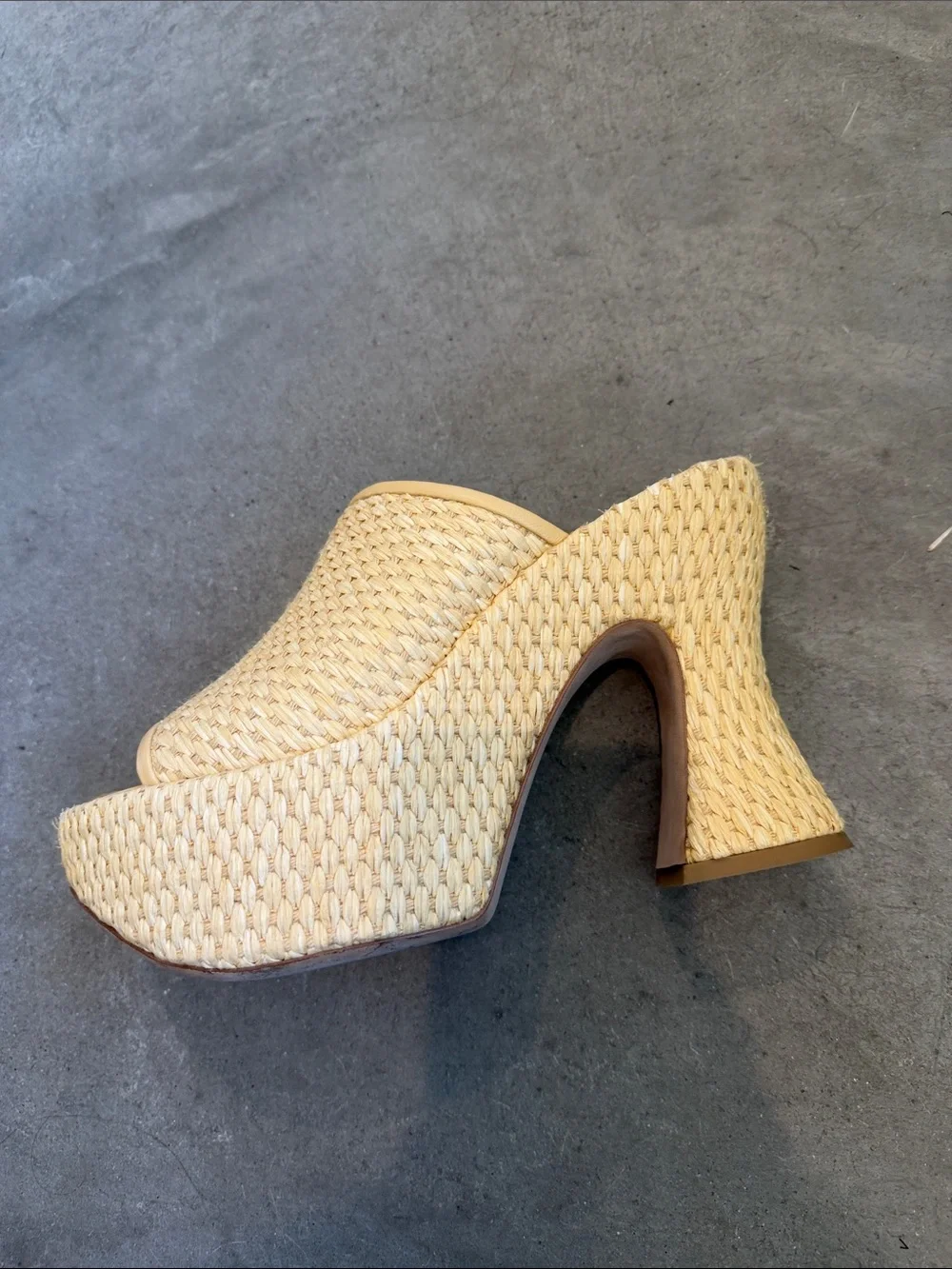 Loewe Cream Woven Platform Mules